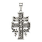 Sterling Silver Antiqued Large Cara Vaca INRI Crucifix Cross Pendant
