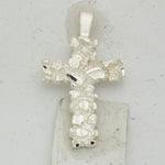 Sterling Silver Satin Finish Diamond-cut Nugget Cross Pendant