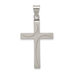 Sterling Silver Textured, Brushed and Polished Latin Cross Pendant