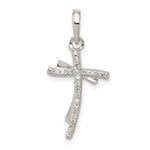 Sterling Silver Polished CZ Cross Pendant