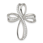 Sterling Silver Rhodium-plated Polished CZ Looped Cross Chain Slide