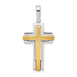 Sterling Silver Rhodium-plated Gold-tone Brushed and Polished Latin Cross Pendant