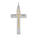 Sterling Silver Platinum-plated & Gold-tone Rosary on Cross Pendant