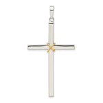 Sterling Silver Polished w/Gold-plated Rope Crucifix Pendant