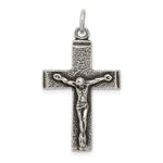Sterling Silver Antiqued Textured Squared Crucifix Pendant