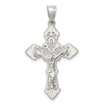 Sterling Silver Polished Filigree Crucifix Pendant