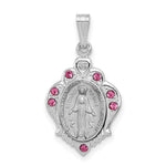 Sterling Silver Rhodium-plated Polished Miraculous Pink CZ Pendant