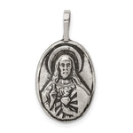 Sterling Silver Antiqued Jesus/Mary & Child Reversible Chain Slide