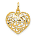 Sterling Silver Polished Flash Gold Diamond-cut Heart Pendant