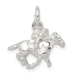 Sterling Silver Polished 3-D Horse with Rider Charm