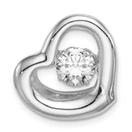 Sterling Silver Platinum-plated Vibrant Moving CZ Heart Chain Slide