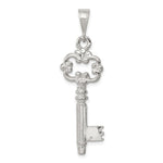 Sterling Silver Polished & Textured Key Pendant