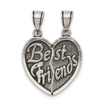 Sterling Silver Antiqued Best Friends Break Apart Heart Pendant