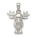 Sterling Silver Rhodium-plated Polished and Satin Moose Pendant