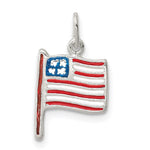 Sterling Silver Polished Red and Blue Enameled American Flag Pendant
