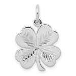 Sterling Silver Rhodium-plated Polished and Textured 4-Leaf Clover Pendant