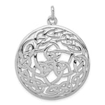 Sterling Silver Rhodium-plated Polished Celtic Knot Large Round Pendant