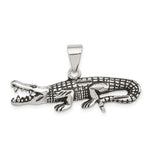 Sterling Silver Antiqued and Textured Crocodile Pendant
