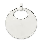 Sterling Silver Polished Disc with Oval Cut-out Pendant