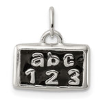 Sterling Silver Polished Black Enameled ABC 123 Pendant
