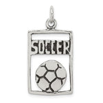 Sterling Silver Antiqued SOCCER in Rectangle Pendant