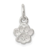 Sterling Silver Polished and Textured Paw Print Charm