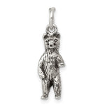 Sterling Silver Antiqued and Textured Bear Standing Up Pendant