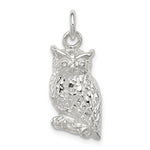 Sterling Silver Polished and Textured Perched Owl Pendant