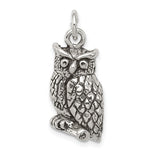 Sterling Silver Antiqued and Textured Perched Owl Pendant