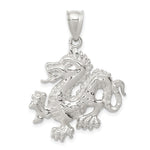 Sterling Silver Polished and Textured Dragon Pendant
