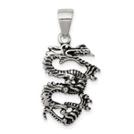 Sterling Silver Antiqued and Textured Dragon Pendant