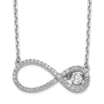Sterling Silver Polished Vibrant Moving CZ Infinity with Extension Necklace