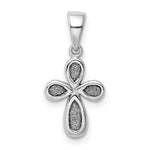Sterling Silver Rhodium-plated Enamel and Glitter Fabric Cross Pendant
