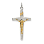 Sterling Silver and Gold-plated Polished and Textured INRI Crucifix Pendant
