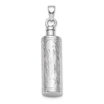 Sterling Silver Rhodium-plated Textured Cylinder Screw Top Ash Holder Pendant
