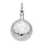Sterling Silver Rhodium-plated Polished Textured Screw Top Ash Holder Pendant