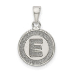 Sterling Silver Glitter Enamel Letter E Initial Circle Pendant