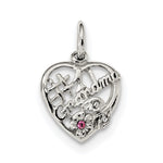 Sterling Silver Rhodium-plated Pink & White CZ #1 Grandma Pendant