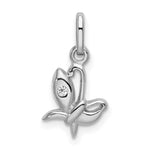 Sterling Silver Rhodium-plated CZ Butterfly Petite Pendant