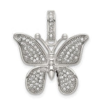 Sterling Silver Rhodium-plated Polished Preciosa Crystal Butterfly Pendant