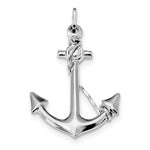 Sterling Silver Rhodium-plated Polished Large Anchor with Rope Pendant
