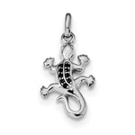 Sterling Silver Rhodium-plated Polished Black CZ Lizard Pendant