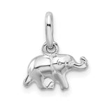 Sterling Silver Rhodium-plated Polished 3-D Mini Elephant Charm
