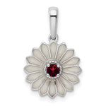 Sterling Silver Garnet and Enamel Flower Pendant