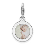 Amore La Vita Sterling Silver Rhodium-plated Polished Circle Frame Charm with Fancy Lobster Clasp