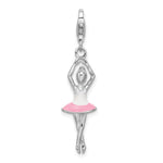 Amore La Vita Sterling Silver Rhodium-plated Polished 3-D Enameled Ballerina Charm with Fancy Lobster Clasp