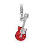 Sterling Silver Rhodium-plated 3-D Enameled Peace Guitar w/Lobster Clasp Ch
