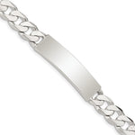 Sterling Silver Polished Engravable Patterned Curb Link 40x Plate ID Bracelet