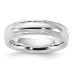 Sterling Silver Comfort Fit Half Round Milgrain Size 5 Band