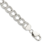 Sterling Silver Solid Double Link Charm Bracelet